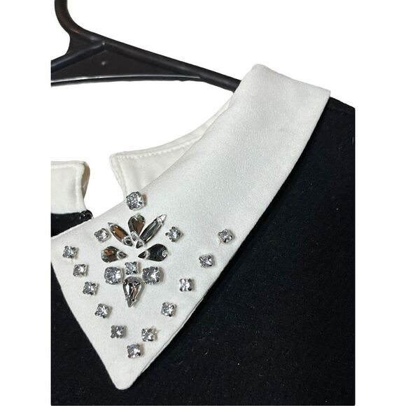 Loft Jeweled Collar Black Midi Dress Size 8 - Picture 6 of 10